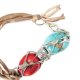 TURKUS I KORAL Z JEDWABIEM - AUTORSKA BRANSOLETKA