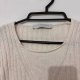 Ecru włoski sweter premium Le Tricot Longhin, prążkowany, dekolt V, Made in Italy S / 36 / 8