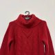 Czerwony gruby sweter golf Blue Seven S • warkoczowy splot • ciepły zimowy