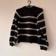 Czarny sweter w paski z bufiastymi rękawami Pieces L gruby miękki oversize ciepły M / 38 / 10·Bardzo dobry·Pieces
