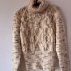 Kremowy sweter z golfem, gruby splot, melanż, ciepły model s m M / 38 / 10·Bardzo dobry·Wooden