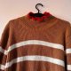 Sweter brązowy w paski z golfem Miękki, przyjemny w dotyku, o luźnym fasonie vintage retro L / 40 / 12