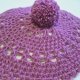 Unikatowy , ażurowy beret z włóczki w kolorze lila-róż.