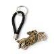 BRELOK DO KLUCZY "MOTOCYKL" STARE ZŁOTO 2, Z CZARNYM RZEMIENIEM SKÓRZANYM