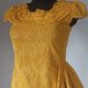 Vintage handmade  żółta sukienka z falbaną  cekiny haft S