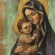 Obraz malowany na starych deskach - Madonna z Dzieciątkiem