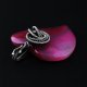 Jemena - srebrny, duży wisior z sercem, różowy agat, wire-wrapping