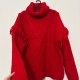 Yessica — czerwony sweter z golfem i frędzlami, oversize, rozmiar z metki brak (wg wymiarów L/XL)