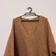 Sweter H&M beżowy z dekoltem V, miękki i oversize  3XL-4XL