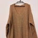 Sweter H&M beżowy z dekoltem V, miękki i oversize  3XL-4XL