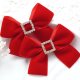 Spinki do włosów świąteczne kokardki czerwone WELUROWE z cyrkoniami SW12