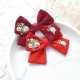 HAFTOWANA Spinka / opaska do włosów świąteczna kokarda CZERWONA | HSK49