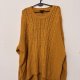 Musztardowy gruby sweter H&M, luźny krój oversize, splot warkoczowy, miękki i ciepły 8XL 9XL