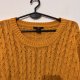 Musztardowy gruby sweter H&M, luźny krój oversize, splot warkoczowy, miękki i ciepły 8XL 9XL