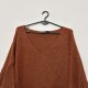 Oversize sweter z głębokim dekoltem V, luźny krój, miękki splot, jesienny rdzawy kolor 4XL 48