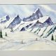 Narciarstwo alpejskie. Original Akwarela A4