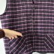 Fioletowa wełniana kamizelka vintage w kratkę, zapinana na guziki, kieszenie, rozmiar xl Xxl