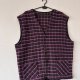 Fioletowa wełniana kamizelka vintage w kratkę, zapinana na guziki, kieszenie, rozmiar xl Xxl