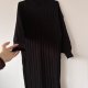 Czarne ciepłe dzianinowe sukienka midi oversize, prążkowana, miękka – idealna na zimę L xl