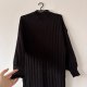 Czarne ciepłe dzianinowe sukienka midi oversize, prążkowana, miękka – idealna na zimę L xl