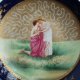niespotykany ręcznie zdobiony starej daty porcelanowy niewielki talerzyk 13 cm