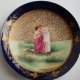 niespotykany ręcznie zdobiony starej daty porcelanowy niewielki talerzyk 13 cm