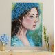 "Dziewczyna w niezapominajkach" 50x70 obraz strukturalny na płótnie