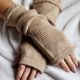 Mitenki z 100% wełny alpaki, rękawiczki bez palców wełniane beżowe