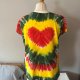Vintage jamajska bluzka serce Hippie Boho Tie Dye serce rasta Reggae