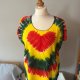 Vintage jamajska bluzka serce Hippie Boho Tie Dye serce rasta Reggae