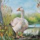 Kafelka ceramiczna, płytka, autorski kafelek z ptakiem - gęś