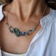 Naszyjnik srebrny z błękitnymi minerałami akwamaryn, kyanit tanzanit