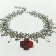 Unikatowy choker z czerwonym kamieniem – agatem stal chirurgiczna, masa perłowa, rękodzieło