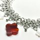 Unikatowy choker z czerwonym kamieniem – agatem stal chirurgiczna, masa perłowa, rękodzieło