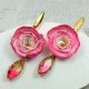 Kolczyki kwiaty z kryształami - róż i złoto