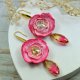 Kolczyki kwiaty z kryształami - róż i złoto
