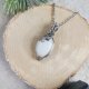 Naszyjnik Kwarc Mleczny "Zimowy Szept" stal chirurgiczna wisiorek handmade wirewrapping