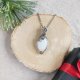 Naszyjnik Kwarc Mleczny "Zimowy Szept" stal chirurgiczna wisiorek handmade wirewrapping