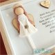 ANIOŁEK w białej ramce handmade prezent pamiątka chrzest komunia narodziny święta biały modlitwa Anioł Stróż