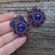 Granatowo-brązowe kolczyki soutache z lapis lazuli