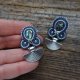 Granatowe kolczyki z muszlą paua
