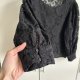 Bluzka z koronki Zara czarna koronkowa crop top
