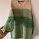 Zielono-kremowy sweter oversize w pasy z bufiastymi rękawami 6XL / 52 / 24·Bardzo dobry·Gina Tricot