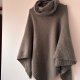 Szare ponczo sweter z golfem oversize – unikat, r. uniwersalny 4XL / 48 / 20·Bardzo dobry·