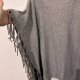 Sweter poncho z frędzlami szary, luźny, one size Uniwersalny·Bardzo dobry·Denim