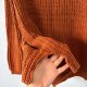 Ciepły sweter w kolorze terakoty z ozdobnym dekoltem miękki, gruby splot XL / 42 / 14·Bardzo dobry·Fashion