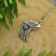 Wisiorek księżyc z niebieskim labradorytem, półksiężyc, wire wrapping, stal chirurgiczna, unikatowy, lunula, labradoryt
