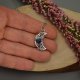 Niebieski wisiorek księżyc lapis lazuli, półksiężyc, wire wrapping, stal chirurgiczna, unikatowy, lunula