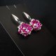 Różowe Wiszące Kolczyki "Crystal Fuchsia" z Kryształków Preciosa