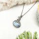 Naszyjnik Kamień Księżycowy stal chirurgiczna wisiorek handmade wirewrapping